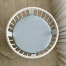 Husa saltea rotunda patut bebe copii cu elastic, 70 x 70 cm, albastru (2)